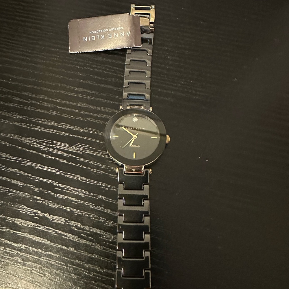 Anne Klein Women's Black and Gold Watch
